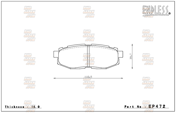 Endless Brake Pads Full Set Type MX72 - BRZ ZC6 86 ZN6 - RHDJapan